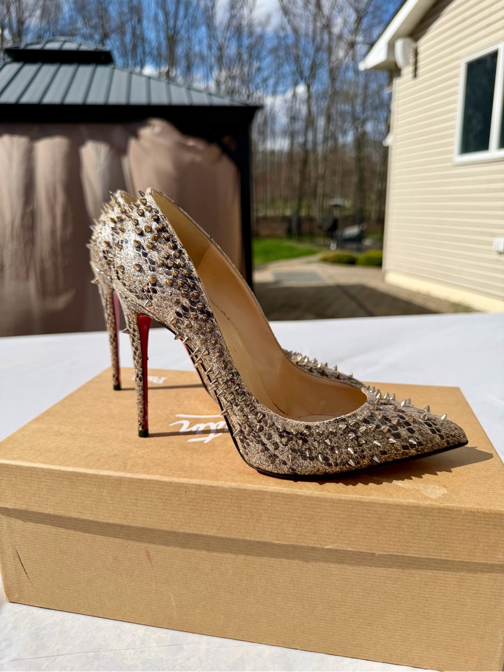Christian Louboutin Snakeskin Pigalle Potpourri Strass 120 Pumps 39.5 - Picture 5 of 9